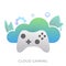 Cloud video gaming technology concept. Online gaming on demand that runs games on remote servers streams directly to user device