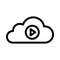 Cloud video vector thin  line icon