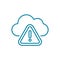 Cloud warning sign line icon. Cloud computing server hosting error.