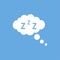 Cloud with zzz and bubbles on blue background. Sleeping illustration. Comic or phrase design