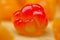 Cloudberries on a wooden surface