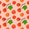 Cloudberry and leaves seamless pattern. Berry design for wrapping paper, textile, packaging