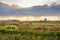 Cloudbursts above the beautifull flower fields of Lisse