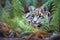 clouded leopard nestled in a bed of forest ferns