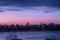 Clouded NYC Skyline Sunset Across Hudson River