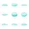 Cloudlet icons set, cartoon style