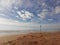 Cloudly sky overe beach in the winter