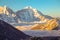 Clouds at the base of Tobuche mountain in Nepal