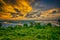 Clouds of beautiful color in the summer sunset, Dark Clouds, Natural beautiful cloudscape over the sea with sunlight background