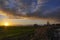 Clouds are beautifully lit by the setting sun overlooking the Geerpolder near Zoetermeer, Netherlands