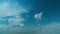 Clouds With Blue Light Blue Sky In Horizon. Cloudscape Nature Background Texture. Fluffy Layered Clouds Sky Atmosphere.