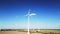 Clouds blue sky, green fields. Great aerial view flight havelland germany