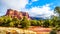 Clouds and blue sky over Courthouse Butte between the Village of Oak Creek and the town of Sedona in northern Arizona