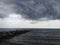 The clouds, cataclysm, coast over the Black sea beach