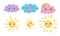 Clouds and Celestial Bodies Smiling and Feeling Sadness Vector Set