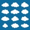 Clouds collection. Cloud shapes pack. Vector.