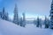 Clouds drifting in over the ski slopes at the village of Sun Peaks