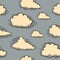 Clouds engraving seamless pattern hand-drawn illustration