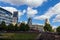 Clouds floating over the City of London with a Gherkin building (30 St Mary Axe)