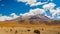 Clouds flow over the crater of dormant volcano