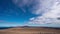 Clouds flying over the desert volcanic landscape of Fuerteventura. Costa Calma, Canary Islands