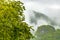 Clouds fog natural areas in Thailand during monsoon rain season