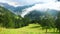 Clouds and Fog over the Mountainous Rural Valley. Fast Motion