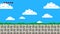 Clouds and Green Hills in Retro Video Game Style