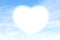 Clouds Heart shape white soft on Sky Blue background, Heart-shaped on sky for design valentine greeting cards copy space message w