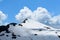 Clouds hide the summit of Aiguillette des Houches in the Mont Blanc massif in the Mont Blanc massif in Europe, France, the Alps,