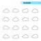 Clouds icon 16 unique flat lineal design style cartoon isolated on white background