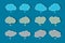 Clouds of icons for download and upload data, vector