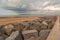 Clouds looming over an empty Camber Sands Beach