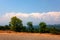 Clouds and mountains with trees