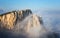 Clouds move below rocks on the mountain Ai Petri