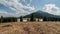 Clouds moving over spring mountains meadow with crocus. Time lapse Dolly shot