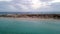 clouds over beach formentera island ibiza spain. Great aerial view flight drone