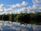 Clouds over the clear reflective lake