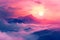Clouds over the mountains above the sunset, romantic moonlit seascapes,fantasy landscapes , brightly colored, mist, iconic.