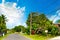 Clouds over a picturesque country road in Guadeloupe