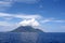 Clouds over volcanic island