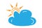 Clouds partly blocking the sun . Flat color icon for apps or website