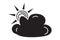 Clouds partly blocking the sun . Flat vector icon for apps or website