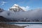 Clouds passing a mountain valley, Himalayas, Nepal