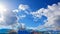 Clouds passing over Santa Monica beach amusement park. Los Angeles, California