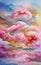 Clouds in pink - abstract watercolor art