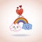 Clouds rainbow and heart cute characters illustration