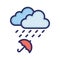 Clouds, raining, umbrella, weather fully editable vector icon