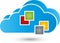 Clouds and rectangles, internet and apps logo