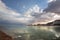 Clouds are reflected in the sea